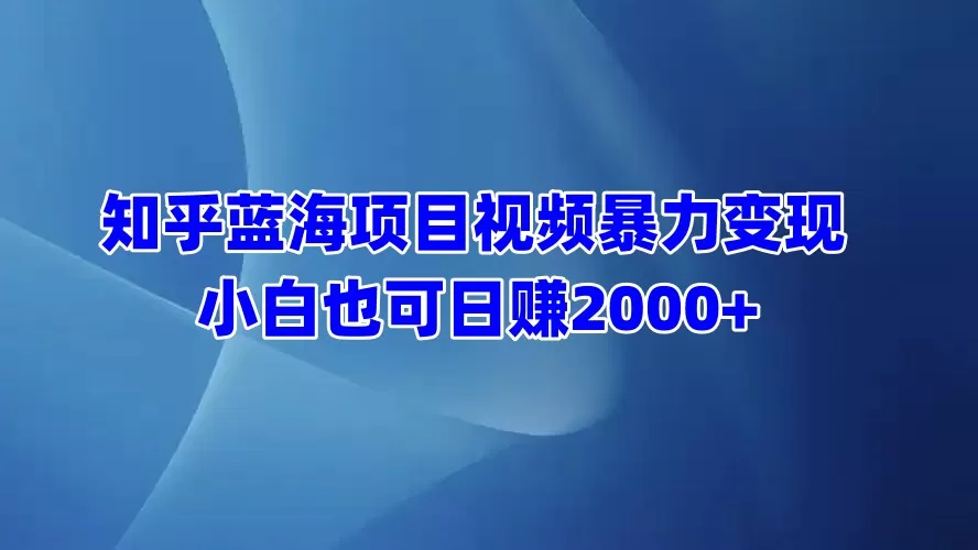 知乎蓝海项目视频带货 小白也可日赚2000+-颜夕资源网-第14张图片