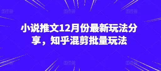 小说推文12月份新的玩法分享，知乎混剪批量玩法-颜夕资源网-第14张图片