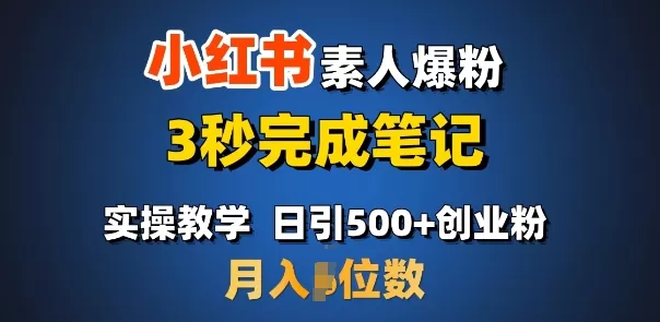 小红书素人爆粉，3秒完成笔记，日引500+月入过W-颜夕资源网-第14张图片