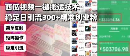 西瓜视频一键搬运技术，稳定日引流300+精准创业粉，简单可复制给团队-颜夕资源网-第14张图片