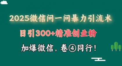 2025最新微信问一问暴力行为引流术揭密，日引300 自主创业粉，单日转现四位数-颜夕资源网-第14张图片
