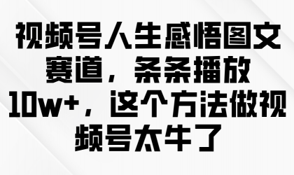视频号人生感悟图文赛道，条条播放10w+，这个方法做视频号太牛了-颜夕资源网-第14张图片