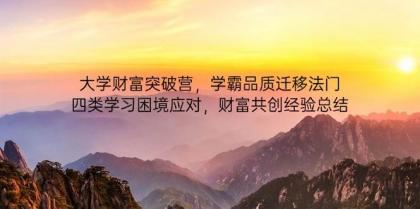 大学财富突破营，学霸品质迁移法门，四类学习困境应对，财富共创经验总结-颜夕资源网-第14张图片