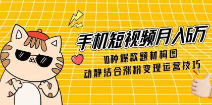 手机短视频月入6万，10种爆款题材构图，动静结合涨粉变现运营技巧-颜夕资源网-第14张图片