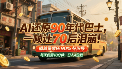 AI还原90年代巴士，一帧让70后泪崩！播放量碾压90%怀旧号，每天10分钟，日入4位数-颜夕资源网-第14张图片