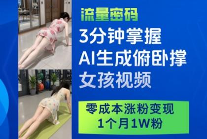 3分钟掌握AI生成俯卧撑女孩视频，零成本涨粉变现，1个月1W粉-颜夕资源网-第14张图片