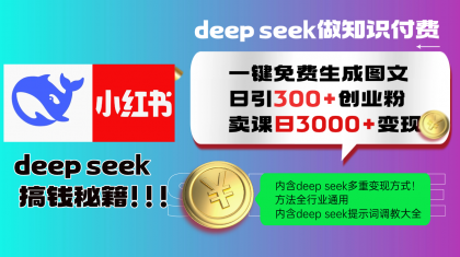 Deepseek 一键免费生成小红书图文日引300+创业粉，日变现3000+ 方法全行业通用-颜夕资源网-第14张图片
