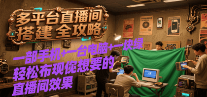 多平台直播间搭建全攻略，一部手机+一台电脑+一块绿布轻松实现你想要的直播间效果-颜夕资源网-第14张图片