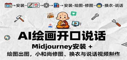 AI绘画开口说话，Midjourney安装 + 绘图出图，小和尚修图、换衣与说话视频制作-颜夕资源网-第14张图片