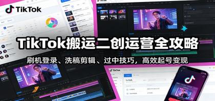 TikTok搬运二创运营全攻略：刷机登录、洗稿剪辑 、过中技巧，高效起号变现-颜夕资源网-第14张图片