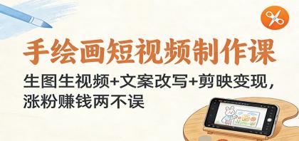 手绘画短视频制作课：生图生视频+文案改写+剪映变现，涨粉赚钱两不误-颜夕资源网-第14张图片