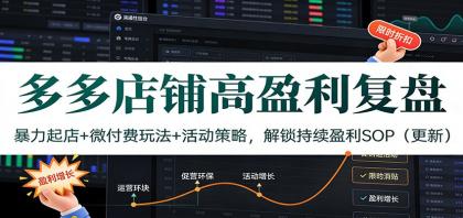 多多店铺高盈利复盘：暴力起店+微付费玩法+活动策略，解锁持续盈利SOP（更新）-颜夕资源网-第14张图片