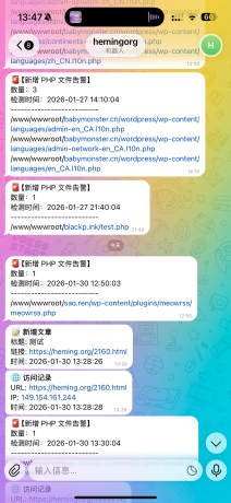 WP 网站监控信息推送到 Telegram 插件MeowBOT，文章，留言，登录-颜夕资源网-第15张图片